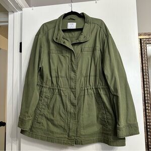 Old Navy Olive Utility Jacket - Military Style Zip Snap Field Coat - Size XL
